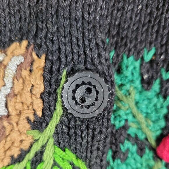 Design Options Jane Gordon VTG Christmas Cardigan Sweater XL Black Pinecones - Picture 4 of 12